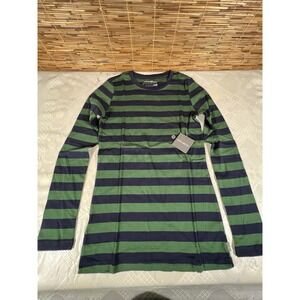 Eddie Bauer Womens Stripe Long Sleeve Size M Tall Dark Jade